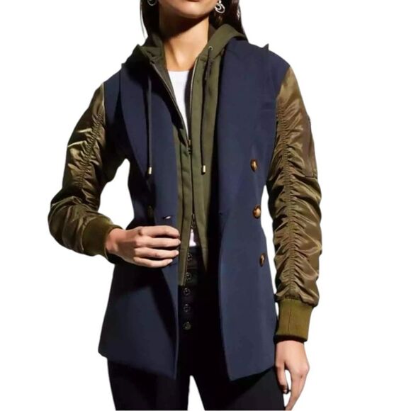 Veronica Beard Dickey Jacket Size 2 Double Breasted Satin Sleeve Gold Button - Picture 2 of 16